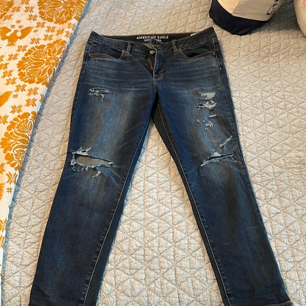 American Eagle High Rise Skinny Jeans with Holes